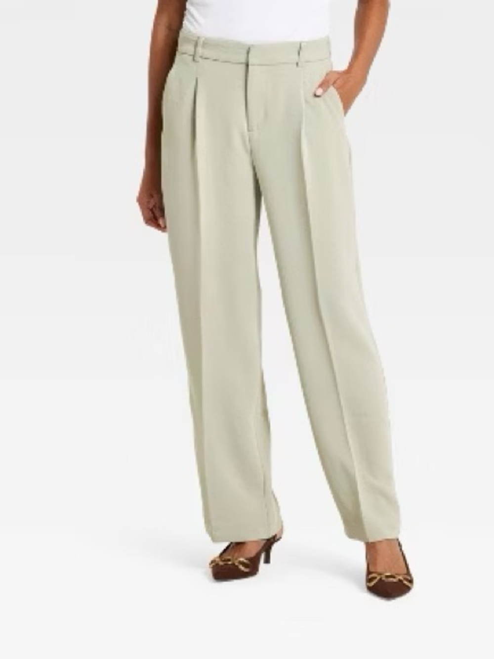 Target A New Day High Rise Pleated Crepe Trousers Green Size 4